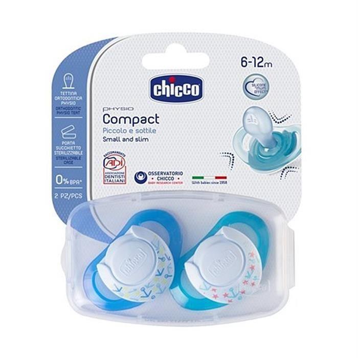 Chicco Emzik Compact Erkek 2li Silikon Emzik 6-12 Ay