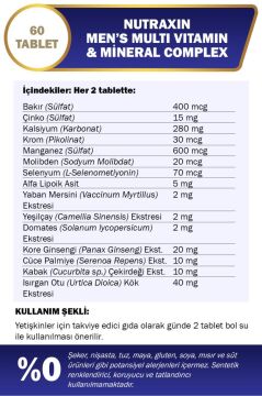 Nutraxin Mens Multi Vitamin Complex 60 Tablet