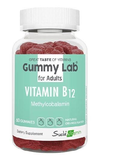 Suda Vitamin Gummy Lab Vitamin B12 Yetiskinler Icin 60 Gummies