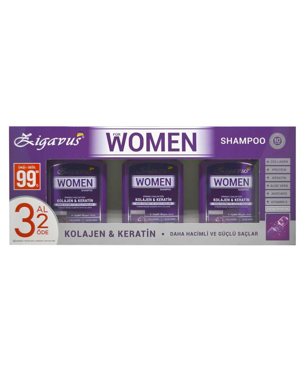 Zigavus 3 Al 2 Öde Women Kolajen + Keratin Şampuanı