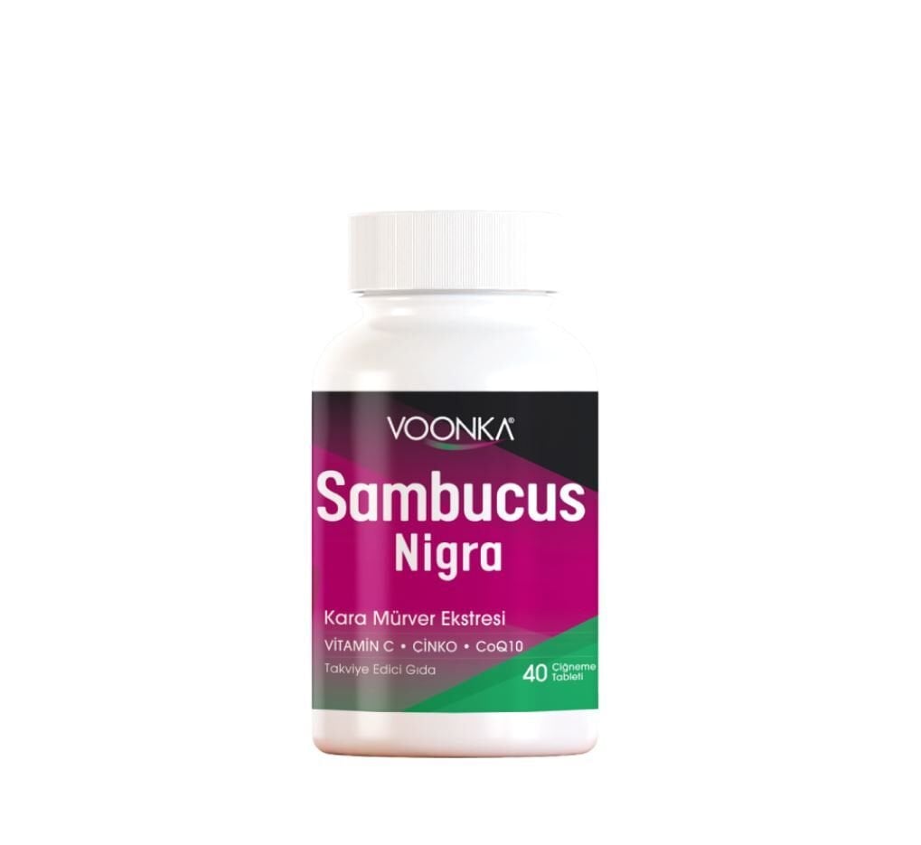 Voonka Sambucus Nigra Kara Mürver 40 Çiğneme Tableti
