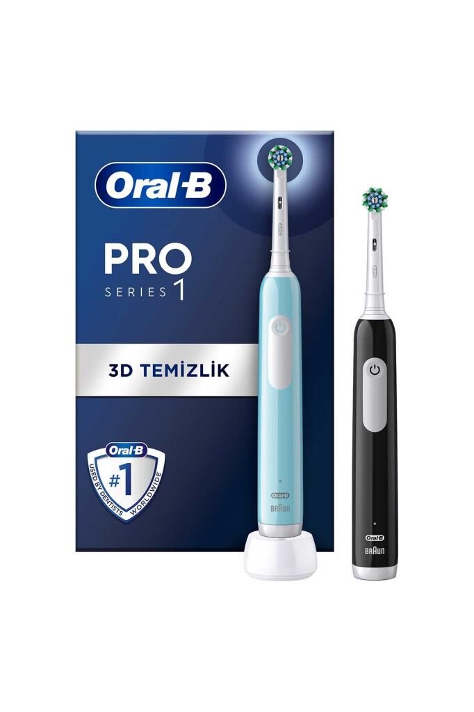 ORAL B Pro 1 Series 1 İkili Paket Siyah ve Mavi Şarjlı Diş Fırçaları