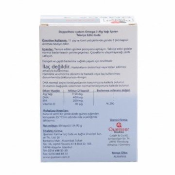 Doppelherz Omega 3 Alg Yağı İçeren 60 Kapsül (Vegan)