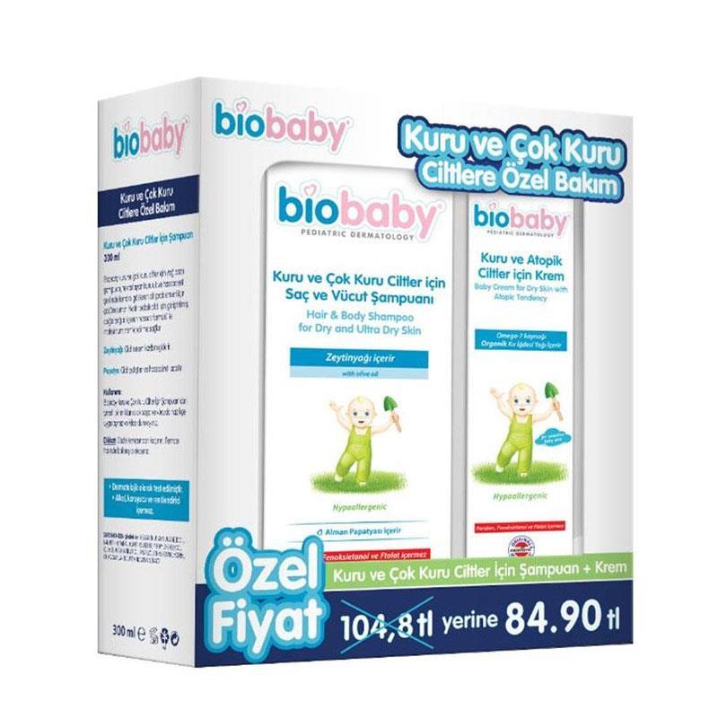 Biobaby Kuru ve Çok Kuru Ciltlere Özel Bakım Şampuan 300 ml + Krem 100 ml