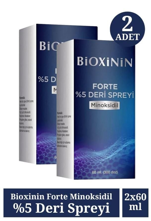 2 Adet Bioxinin Minoksidil Forte %5 60 ml Deri Spreyi