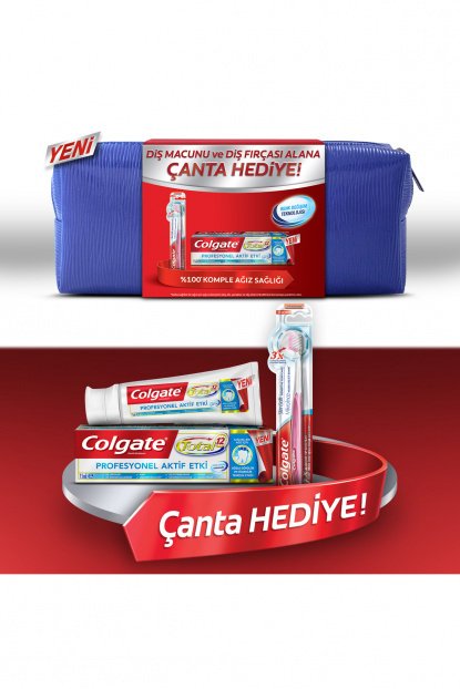 Colgate Total Ağız Bakım Seti (Total Profesyonel Etki Diş Macunu 75 ml+ Slim Soft Mikro İnce Diş Fırçası) Çanta Hediyeli
