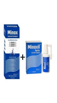 Minox Saç Dökülmesine Karşı Lipozomal Şampuan 300 ml Ve Minoxil Forte %5 60 ml Paket Deri Bakım Spreyi