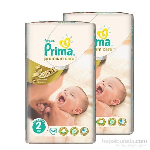 Prima Bebek Bezi Premium Care Ekonomi 2'li Paket 2 Beden 108 Adet
