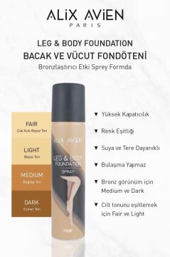 Alix Avien Bacak Fondöteni Medium Vücut Makyajı Bronzlaştırıcı Etki Sprey Çorap - Leg & Body Foundation 75ml