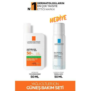 La Roche Posay Termal Su 50ML& Yağlı Ciltler İçin Güneş Bakım Seti:Anthelios Oil Control Fluide Yüz Güneş Kremi 50ML