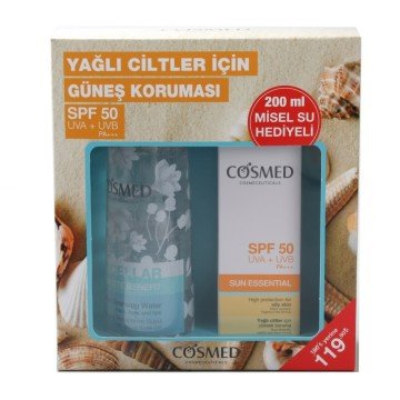 Cosmed Yağlı Citler için SPF 50+ Güneş Kremi 50 ml + Makyaj Temizleme Suyu 200 ml