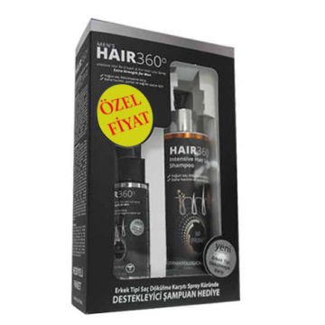 Hair 360 Men Sprey 50ml + Hair 360 İntensive Hair Loss Shampoo 150 ml Hediye