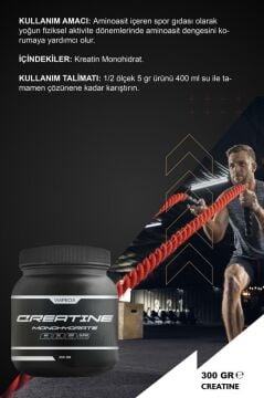 Viapecia Kreatin Monohidrat Aminoasit 300 Gr 5000 mg 60 servis