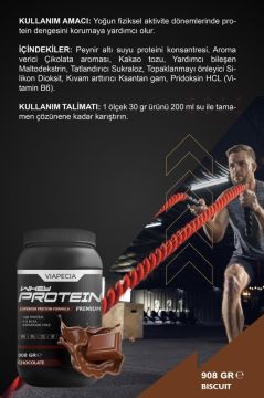 Viapecia Whey Protein Çikolatalı Bol Proteinli 908 Gr Premium