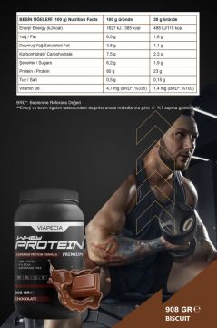 Viapecia Whey Protein Çikolatalı Bol Proteinli 908 Gr Premium
