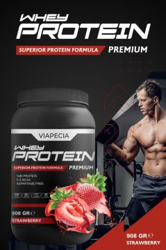 Viapecia Whey Protein Çilekli Bol Protein 908 Gr Premium