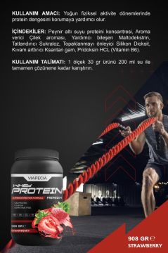 Viapecia Whey Protein Çilekli Bol Protein 908 Gr Premium
