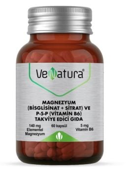 Venatura Magnezyum Bisglisinat Sitrat ve P-5-P (Vitamin B6) 60 Kapsül