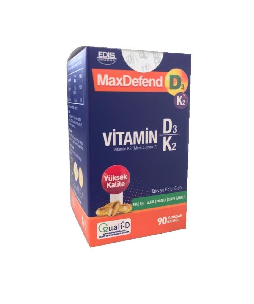 MaxDefend D3 K2 90 Yumuşak Kapsül