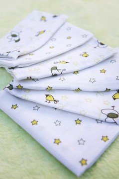 Müslin Kumaş Ağız Bezi 6 lı Set Yeşil Starbird