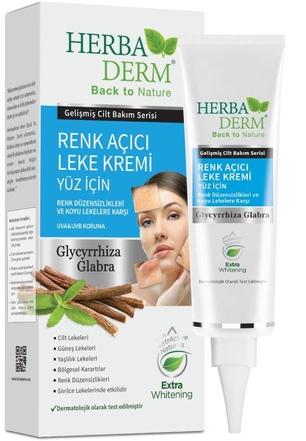 Herbaderm Yüz İçin Beyazlatıcı Renk Açıcı Leke Kremi 55 ml