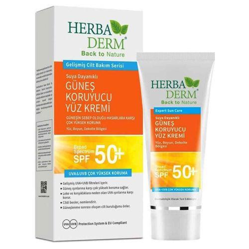 Herbaderm Suya Dayanıklı Güneş Koruyucu Yüz Kremi SPF 50+ UVA UVB  75 ml