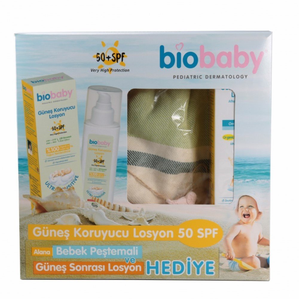 Biobaby Spf 50 Bebek Güneş Losyonu 100ml +Bebek Peştemali + Aftersun HEDİYE