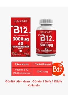 Senkavit B12 3000 Mcg Dil Altı (Sublıngual) 60 Tablet Çilek Aromalı