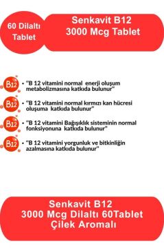 Senkavit B12 3000 Mcg Dil Altı (Sublıngual) 60 Tablet Çilek Aromalı