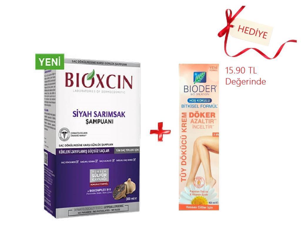 Bioxcin Siyah Sarımsak Şampuanı 300 ml (Bioder Tüy Dökücü Krem 40 ml HEDİYE)